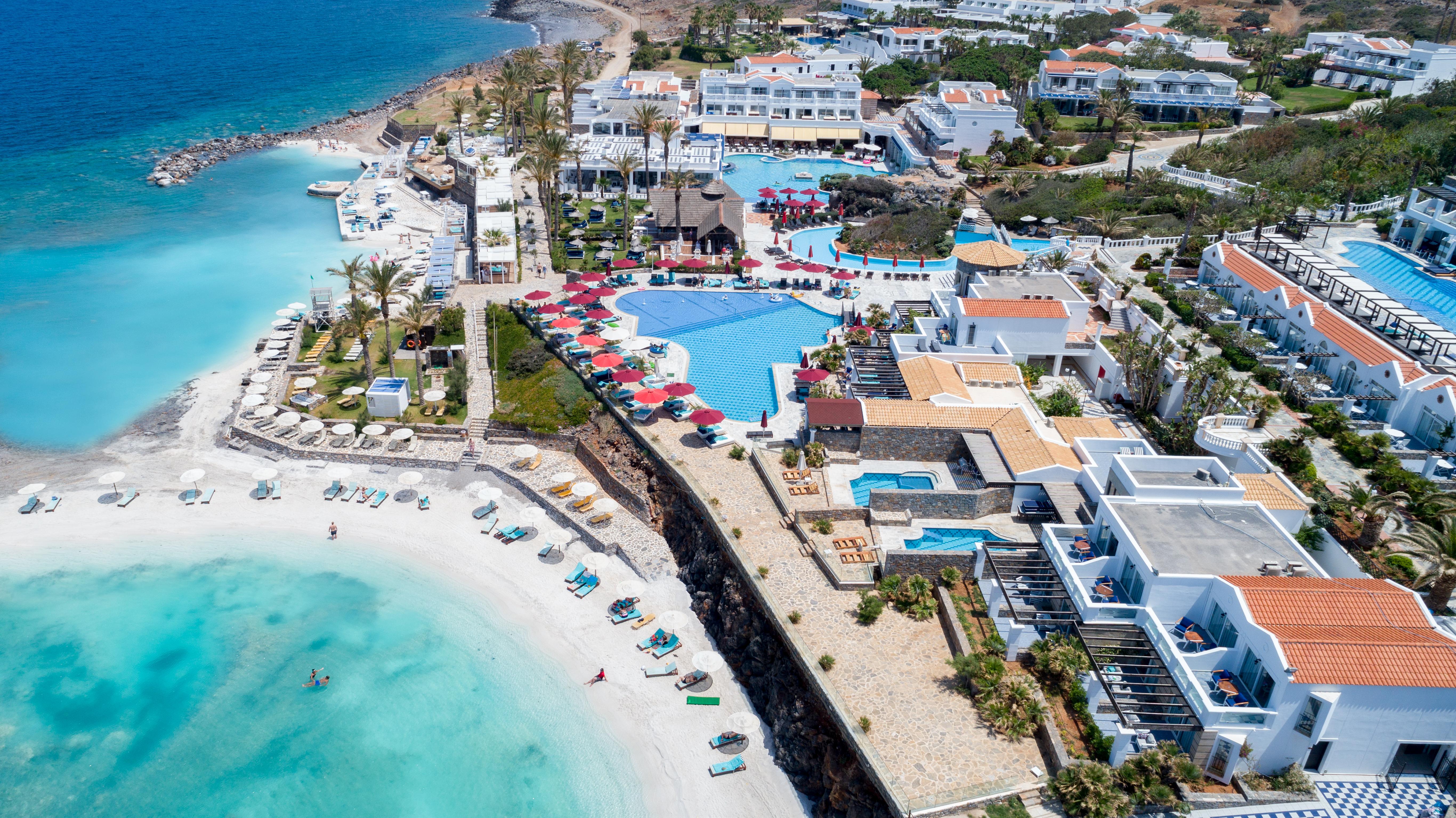 Minos Imperial Luxury Beach Resort & Spa Milatos Extérieur photo Aerial view of the resort