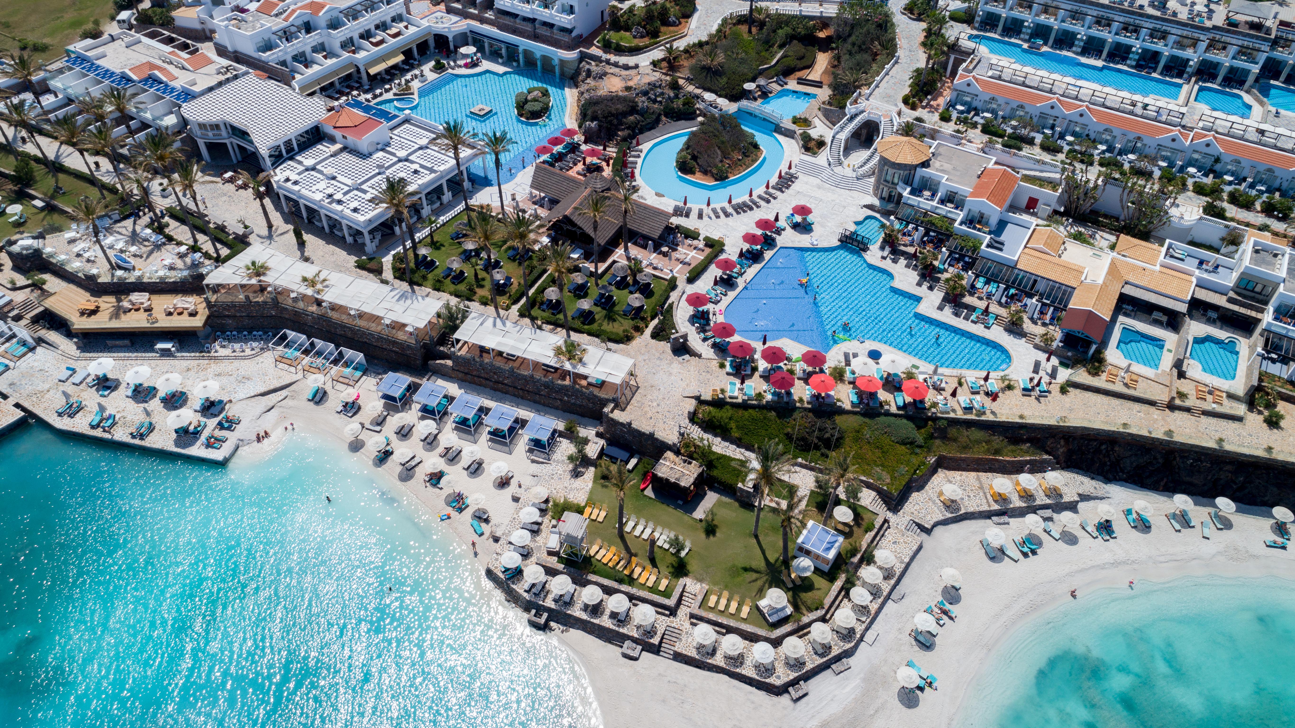 Minos Imperial Luxury Beach Resort & Spa Milatos Extérieur photo Aerial view of the resort